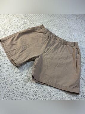 Vintage 90s V46 Men’s Large Khaki Shorts Elastic Waist Pockets Casual Wear